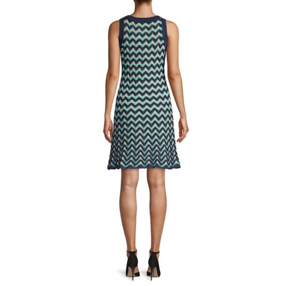 M Missoni Mint Chevron Sleeveless Sweater Dress Italy Size 10 A-Line Knit - Picture 7 of 16